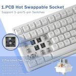 HUO JI E-Yooso Creamy Mechanical Keyboard Wired, Hot Swappable, Pre-lubed Linear Switches, Gasket Structure with Sound Dampening Foam, RGB Backlit, 99 Keys Custom Gaming Keyboard for PC/Mac,White