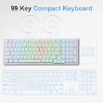 HUO JI E-Yooso Creamy Mechanical Keyboard Wired, Hot Swappable, Pre-lubed Linear Switches, Gasket Structure with Sound Dampening Foam, RGB Backlit, 99 Keys Custom Gaming Keyboard for PC/Mac,White