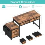 Lufeiya Computer Desk with Fabric File Drawers Cabinet, 57 Inch Home Office Desks with Filing Cabinet Printer Stand for Small Space, Study Writing Table PC Desks for Bedroom, Brown