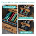 Lufeiya Computer Desk with Fabric File Drawers Cabinet, 57 Inch Home Office Desks with Filing Cabinet Printer Stand for Small Space, Study Writing Table PC Desks for Bedroom, Brown