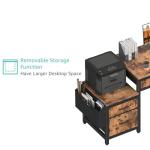 Lufeiya Computer Desk with Fabric File Drawers Cabinet, 57 Inch Home Office Desks with Filing Cabinet Printer Stand for Small Space, Study Writing Table PC Desks for Bedroom, Brown