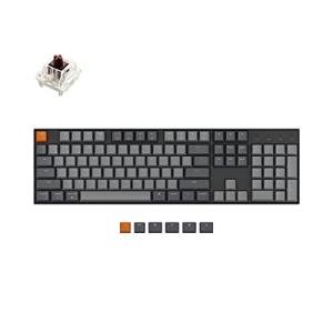 Keychron K10 Full Size 104 Keys Bluetooth Wireless Mechanical Gaming Keyboard for Mac Windows with Keychron Super Brown Switch, Multitasking/White LED Backlight/USB C Wired Computer Keyboard