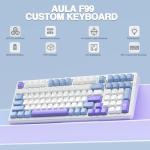 AULA F99 Wireless Mechanical Keyboard,Tri-Mode BT5.0/2.4GHz/USB-C Hot Swappable Custom Keyboard,Pre-lubed Linear Switches,Gasket Structure,RGB Backlit Gaming Keyboard for PC/Tablet/Xbox/PS4/PS5