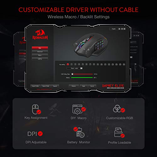 Redragon M913 Elite Wireless RGB Gaming Mouse