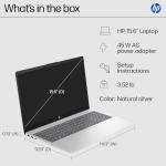 HP 15.6 inch Laptop, FHD Display, AMD Ryzen 7 5825U, 8 GB RAM, 512 GB SSD, AMD Radeon Graphics, Windows 11 Home, Natural Silver, 15-fc0502nr