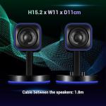 Sanyun SW202 24W PC Gaming Speakers with 16bit DAC USB, Bluetooth 5.2 and Aux Inputs, 3 EQ Sound Modes, 2.0 RGB Lighting Multimedia Speakers for Computer Desktop Monitor Laptop, Black