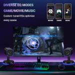 Sanyun SW202 24W PC Gaming Speakers with 16bit DAC USB, Bluetooth 5.2 and Aux Inputs, 3 EQ Sound Modes, 2.0 RGB Lighting Multimedia Speakers for Computer Desktop Monitor Laptop, Black