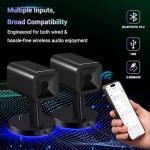 Sanyun SW202 24W PC Gaming Speakers with 16bit DAC USB, Bluetooth 5.2 and Aux Inputs, 3 EQ Sound Modes, 2.0 RGB Lighting Multimedia Speakers for Computer Desktop Monitor Laptop, Black