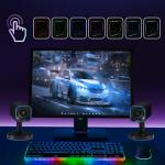 Sanyun SW202 24W PC Gaming Speakers with 16bit DAC USB, Bluetooth 5.2 and Aux Inputs, 3 EQ Sound Modes, 2.0 RGB Lighting Multimedia Speakers for Computer Desktop Monitor Laptop, Black