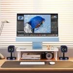 Sanyun SW202 24W PC Gaming Speakers with 16bit DAC USB, Bluetooth 5.2 and Aux Inputs, 3 EQ Sound Modes, 2.0 RGB Lighting Multimedia Speakers for Computer Desktop Monitor Laptop, Black