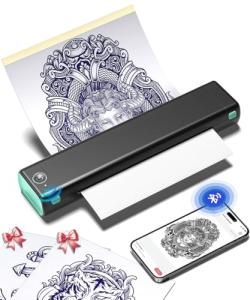 Phomemo Tattoo Stencil Printer, M08F Wireless Thermal Tattoo Printer with 10pcs Transfer Paper, Compatible with Phone/Tablet/PC, Tattoo Supplies for Tattoo Artist & Beginner, Black & Green