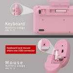 UBOTIE Colorful Computer Wireless Keyboard Mice Combo, Retro Typewriter Flexible Keys Office Full-Sized Keyboard, 2.4GHz Dropout-Free Connection and Optical Mouse (Pink-Colorful)