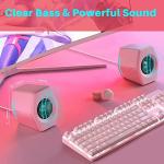Edifier G2000 32W PC Computer Speakers for Gaming Desktop PC Laptop Mac Computer Woofer Speakers Bluetooth USB 3.5mm AUX Inputs RGB Lights Multimedia Speakers Pink
