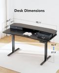 HUANUO 55″ x 26″ Electric Standing Desk with 2 Drawers, C-Clamp Mount Compatible, Height Adjustable Computer Desk, Home Office Stand Up Desk with 4 Preset Heights & 2 Hooks, Black