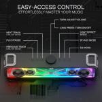 Redragon GS817 RGB Desktop Soundbar, 2.0 Channel Stereo Speakers for Desktop w/Massive 30W Max Power, Touch-Control, Bluetooth 5.3 & 3.5mm AUX Inputs, Black