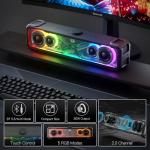 Redragon GS817 RGB Desktop Soundbar, 2.0 Channel Stereo Speakers for Desktop w/Massive 30W Max Power, Touch-Control, Bluetooth 5.3 & 3.5mm AUX Inputs, Black