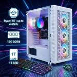STGAubron RGB PC Computer Desktop, AMD Ryzen 7 5700G up to 4.6G, 16GB DDR4, 1TB SSD, WiFi 6 & BT 5.2, RGB Fan x4, RGB Keyboard & Mouse, Windows 11 Home