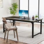 Tribesigns Modern Computer Desk, 63 x 31.5 inch Large Office Desk Computer Table Study Writing Desk Workstation for Home Office, Grey/Black