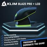 KLIM Blaze Pro Rechargeable Wireless Gaming Mouse with Charging Dock RGB & LCD Display - New Version - High-Precision Sensor and Long-Lasting Battery - Up to 6000 DPI - Great PC Gaming Mouse Wireless