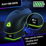 KLIM Blaze Pro Rechargeable Wireless Gaming Mouse with Charging Dock RGB & LCD Display - New Version - High-Precision Sensor and Long-Lasting Battery - Up to 6000 DPI - Great PC Gaming Mouse Wireless