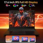 jumper 17.6 Inch Laptop with Office 365, N95 CPU,16GB RAM 1TB SSD+128GB Storage,100% sRGB FHD Display,Windows 11, Backlit Keyboard, WiFi-6,7000mAh, DC Fast-Charging,Laptops for Students and Business