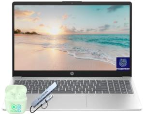HP 15.6" FHD Business & Student Laptop Computer, 16GB RAM 1TB SSD, 8-Cores Intel Core i3, Windows 11 Home with Copilot AI, Fingerprint Reader, PLUSERA Earphones & 8-in-1 Hub Included, Silver
