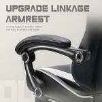 DUMOS Ergonomic Gaming Office Desk Chair with Footrest, Height Adjustable 360° Swivel Computer Video Game Chair with Headrest and Lumbar Support, Black White