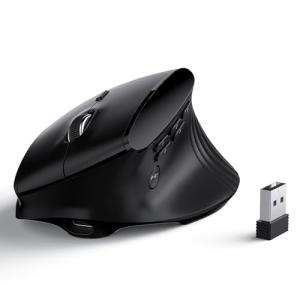 LTC GM051 Wireless Ergonomic Vertical Mouse,Ergo Mice with 5 Side Buttons,8K DPI Optical Tracking,850 mAh Rechargeable Battery,9 Programmable Buttons,Multi-Device for Mac OS,PC,Desktop,Laptop,Black