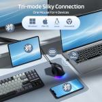 LTC GM051 Wireless Ergonomic Vertical Mouse,Ergo Mice with 5 Side Buttons,8K DPI Optical Tracking,850 mAh Rechargeable Battery,9 Programmable Buttons,Multi-Device for Mac OS,PC,Desktop,Laptop,Black