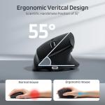 LTC GM051 Wireless Ergonomic Vertical Mouse,Ergo Mice with 5 Side Buttons,8K DPI Optical Tracking,850 mAh Rechargeable Battery,9 Programmable Buttons,Multi-Device for Mac OS,PC,Desktop,Laptop,Black