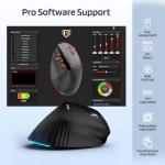 LTC GM051 Wireless Ergonomic Vertical Mouse,Ergo Mice with 5 Side Buttons,8K DPI Optical Tracking,850 mAh Rechargeable Battery,9 Programmable Buttons,Multi-Device for Mac OS,PC,Desktop,Laptop,Black