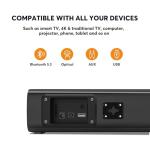 Wohome 2.1ch Small Sound Bars for TV with 6 Levels Voice Enhancement, Built-in Subwoofer, 16 Inches Bluetooth 5.3 Soundbar Speakers with Optical/AUX/USB Connection, S100