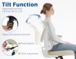 TRALT Ergonomic Office Chair - Desk Chair with Adjustable Lumbar Support Computer Chair - Mesh Comfy Chair with Flip-up Armrests - Gaming Chairs for Adults Home Office (Leather, Beige)