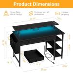 DLisiting Black Gaming Desk with Shelves and Drawers - 39 Inch Small Gaming Desk with Storage Shelves for Boys Teens Bedroom, Black Computer Desks with Drawers, Monitor Stand, Power Outlet
