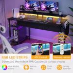 DLisiting Black Gaming Desk with Shelves and Drawers - 39 Inch Small Gaming Desk with Storage Shelves for Boys Teens Bedroom, Black Computer Desks with Drawers, Monitor Stand, Power Outlet