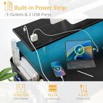 DLisiting Black Gaming Desk with Shelves and Drawers - 39 Inch Small Gaming Desk with Storage Shelves for Boys Teens Bedroom, Black Computer Desks with Drawers, Monitor Stand, Power Outlet