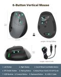 E-YOOSO XUANGUI Vertical Ergonomic Silent Wireless Mouse, Tri-Mode 2.4G/Bluetooth 5.1/USB-C Cordless Computer Mice for Large and Medium Hands, 5 Levels DPI, Rechargeable for PC Laptop Mac Tablet