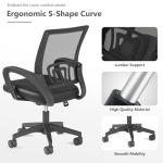 OS MOTOR Home Office Chair, Ergonomic Mid-Back Mesh Desk Chair with Lumbar Support, Adjustable Swivel Rolling Design, Comfy Armrest for Work, Study, Gaming, Vanity, Black