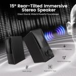 kstime Computer Speakers with Bluetooth 5.4, 14W Bass Reflex Stereo PC Speakers with 15° Tilted Design, USB Powered & AUX Inputs, Built-in Mic & Headphone Jack for Desktop, Laptop, and Phones