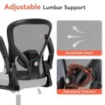 shipborne Ergonomic Office Chair, Computer Desk Chair with Adjustable Lumbar Support, Breathable Mesh Office Chair with Flip-up Armrests, Rocking Function, Comfy Home Office Desk Chair, Black