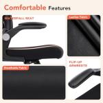 shipborne Ergonomic Office Chair, Computer Desk Chair with Adjustable Lumbar Support, Breathable Mesh Office Chair with Flip-up Armrests, Rocking Function, Comfy Home Office Desk Chair, Black