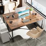 Huuger Computer Desk, 63 Inch Office Desk, Gaming Desk with Storage, Writing Desk Work Desk for Home Office, Study, Modern Simple Desk, Large Legroom, Metal Frame, Rustic Brown