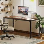 Huuger Computer Desk, 63 Inch Office Desk, Gaming Desk with Storage, Writing Desk Work Desk for Home Office, Study, Modern Simple Desk, Large Legroom, Metal Frame, Rustic Brown