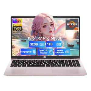 NIMO 15.6" FHD Light-Gaming-Laptop, 8 Cores AMD Ryzen 7 Pro 6850U 32GB LPDDR5 RAM 1TB SSD (Beat i7-1360P Up to 4.7GHz) GPU AMD Radeon 680M IPS Computer with 100W Type-C Backlit Keyboard Fingerprint