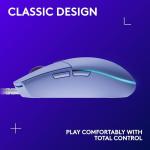 Logitech G203 Wired Gaming Mouse, 8,000 DPI, Rainbow Optical Effect LIGHTSYNC RGB, 6 Programmable Buttons, On-Board Memory, Screen Mapping, PC/Mac Computer and Laptop Compatible - Lilac