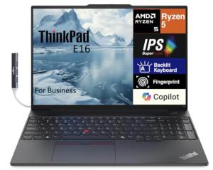 Lenovo Thinkpad E16 Business Laptop 16.0" IPS WUXGA Display (AMD Ryzen 5 7535U, 32GB DDR5, 512GB PCIe SSD, Backlit KYB, Fingerprint, WiFi 6, BT 5.3, Win 11 Pro) w/DKZ Hub USB Port Expander