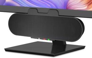 Cyber Acoustics USB & Bluetooth Speaker Bar (CA-2890PRO) USB Powered with Speakerphone for PC and Bluetooth to Connect to Smartphones, Clamps to Monitors up to 2 Inches Thick, 20 Watts