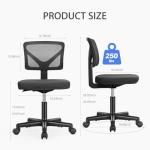 NEWBULIG Home Office Desk Chair, Armless Ergonomic Swivel Computer Chair with Wheels, Adjustable Height and Low-Back Mesh Design, Rolling Chair with Lumbar Support and Comfortable Seat, Black