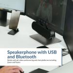 Cyber Acoustics USB & Bluetooth Speaker Bar (CA-2890PRO) USB Powered with Speakerphone for PC and Bluetooth to Connect to Smartphones, Clamps to Monitors up to 2 Inches Thick, 20 Watts