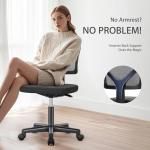 NEWBULIG Home Office Desk Chair, Armless Ergonomic Swivel Computer Chair with Wheels, Adjustable Height and Low-Back Mesh Design, Rolling Chair with Lumbar Support and Comfortable Seat, Black